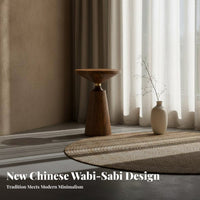 3 Pieces Wooden Frame Armchair with Woven Seat New Chinese design Wooden Lounge Collection Wabi-Sabi Design Minimalist Aesthetic