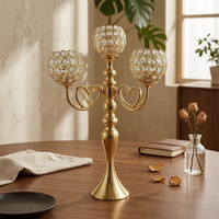 Candelabra with Crystal Beads Tall Candelabra Centerpiece Lustrous Candle Holder with Five Heads for Event Decorators, Party Backdrops
