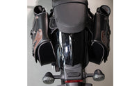 Retro Motorcycle Saddlebags PU Leather Motorcycle Bags with Chains Hard-Shell Side Luggage Shielding for Bikers, Cruiser Riders, Motorcyclists, Touring, Road Trips, Commuting
