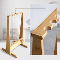 Fishing Rod Rack Freestanding Fishing Rod Holder with 6 Slots Wooden Organizer for Fishermen, Cabin