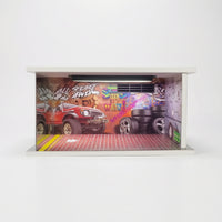 1:24 Scale Model Car Display Case with LED Light Printed Model Car Display Case with Parking Slots Realistic Parking Lot Diorama Clear for Photography