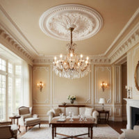 Round Ceiling Medallion Flower Relief Pattern Ornate Ceiling Floral Ornament