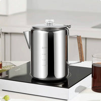Coffee Pot with Strainer Stainless Steel Coffee Pot with Wooden Handle Heat-Resistant for Kitchen
