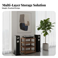 Solid Wood Audio Rack Sturdy Construction Walnut Stereo Cabinet Stable Load-Bearing Audiophile Equipment Rack for Home Theater, Listening Room