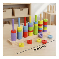 Educational Stacking Rings Colorful Circular Pieces Sorting Game Smooth Wood Educational Stacking Toy for Preschoolers, Kindergarten