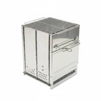 Foldable Outdoor Grill Easy Assembly Stainless Steel Briquettes Grill Anti-Scald Handles Outdoor Cooking Gear for Hikers, Camping, Backyard