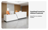 Modern Reception Desk Wide Desktop Glossy Finish Front Counter Stable Structure Minimalist Information Desk for Business Owners, Company Entrance