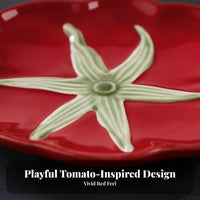Tomato Shaped Plate Smooth Glaze Produce Motif Tableware Festive Serving Platter for Party