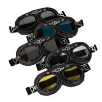 Classic Matte Black Frame Angled Goggles for Retro Helmets