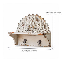 Carved Wall Shelf Distressed Wooden Shelf Chic Shelves for Living Room, Entryway, Hallway