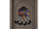Wreath with Witch Legs Striped Door Wreath Easy to Hang Wall Hanging for Entryway