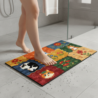 Dopamine Cartoon Diatomaceous Earth Bath Mat - Super Absorbent, Non-Slip, Quick Dry for Bathroom & Entryway