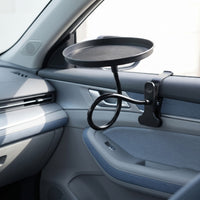 Car Tray with Support Arm Rotating Clamp-on Car Tray Stable for Road Trippers