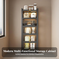 Floor Standing Microwave Stand Large Capacity Multi-Layer Kitchen Cabinet Steel Frame Kitchen Storage Cabinet for Null