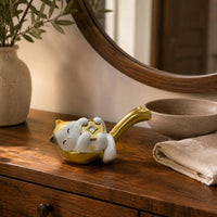 Spoon Ornament Glossy Cat Figurine Cute Gilded Cat Decor