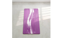 Marbled Fitness Mat with Strap Thick Fitness Mat Rectangular Carrying Strap Cushioned for Home Workouts