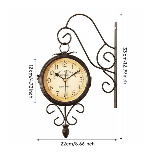 Double-Sided Wall Clock Easy to Read House Decoration for Living Room, Patio