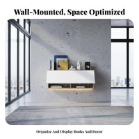 Space-Saving Design Floating Shelving Unit Versatile Use Flip-up Door Floating Cabinet Easy Installation Wall-Mounted Furniture Sturdy Construction for Apartment Dwellers, DIY Enthusiasts, Living Room, Bedroom, Home Office, Bathroom