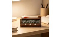 Wood-Grain Chess Clock with Paddles Battery-Operated Digital Chess Clock Portable Count down for Students