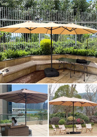 Outdoor Three-Head Roman Umbrella for Garden, Villa, and Commercial Use