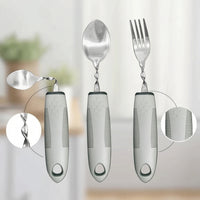 3 Pieces Adaptive Cutlery Set Flexible Utensils with Twistable Shaft for Elderly