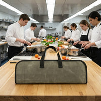 Waxed Canvas Roll Bag with 4 Slots Portable Roll Bag Compact Case Foldable for Chefs, Culinary Students, Travel, Kitchen