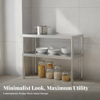 Stainless Steel Storage Rack Large Capacity Multi-Layer Kitchen Shelf Easy Assembly Metal Organizer Rack for Cooks, Adults, Garage, Office, Warehouse