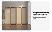 Chinese design Design Folding Woven Panel Screen Movable Freestanding Panel Divider sturdy Wood Frame Space Management Item Portable for Office Workers, Homeowners, Students, Entrydirection, Bedroom, Studio Apartment