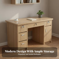 Computer Desk with Drawers Modern Simple Design Locking Storage Writing Desk Space Saving Study Desk Table for Students, Adults, Bedroom, Dorm Room