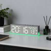 Temperature Display Multi Function Bedside Timepiece 12/24 Hour Format Night Light Alarm Timepiece for Bedroom, Office