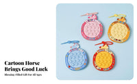 Zodiac Horse Cartoon Locket, Plush Pony Keychain, Creative Stress Relief Toy, Random Design