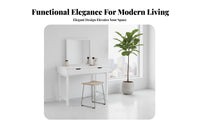 2 Drawers Vanity Set with Lighted Mirror Minimalist aesthetic Dressing Table space-saving Design Makeup Desk Rounded Edges for Women, Girls, Teenagers