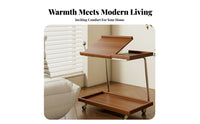 Rolling End Table with Storage 2-Tier Design Convertible Bookstand Trolley