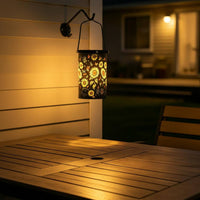 Floral Lantern Vintage Design Hanging Solar Lantern LED for Garden, Yard