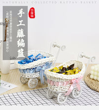 可爱装饰小推车仿藤编糖果篮 花筐 婚庆手工艺品编织篮道具