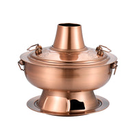 Traditional Chinese Double Boiler Hot Pot with Copper Finish