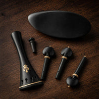 Ebony Violin Accessory Kit Carved Violin Pegs and Chinrest Kit Elegant Classic for Violinists