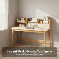 Study Desk with Bookshelf Open Shelving Desk with Hutch Wide Desktop Writing Table for Students, Small Areas, Bedroom, Dorm Room