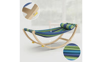 Rocking Hammock with Stand Striped Wooden Hammock Swing Curved Rocking Swing Chair for Kids, Young Children, Playroom, Balcony, Nursery