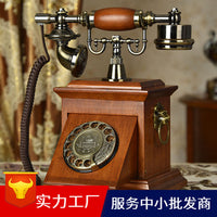 Antique European Style Solid Wood Telephone, Retro Fashion Creative American Home Landline, Chinese Classical Desk Phone, US Standard