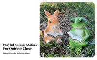 Reading Statue Weather Resistant Statue Weatherproof Reading Animal Figurine for Gardeners, Patio, Balcony, Indoor