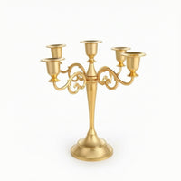 Five-Arm Candelabra Weighted Candles Vintage-Style for Weddings, Dining Table