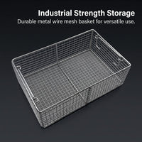 Hanging Basket Metal Wire Storage for Pantry Organisers and Garage 304 Stainless Steel with Handle for Kitchen Cupboards
