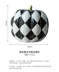 现代简约黑白风格波点陶瓷南瓜摆件样板房售楼处儿童房装饰品摆件