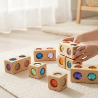 7 Pieces Wooden Gem Blocks Educational Toy Educational Method for Playroom
