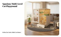 Multi-Level Feline Villa with Integrated Litter Box Spacious Interior
