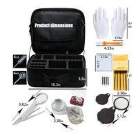 Carrying Case with Foam Dividers Zippered Magnifier Portable for Jewelers