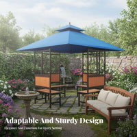 Resistant Patio Pavilion Sun Pdecayection Gazebo with Table and Benches Waterproof Outdoor Structure Vented Canopy for Homeowners, Gardeners, Entertainers, Rooftop, Courtyard, Backyard, Poolside