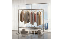 Heavy Duty Double-Bar Drying Rack Industrial Double Clothes Rack Metal Furniture Sturdy for Laundry Room, Balcony, Apartment