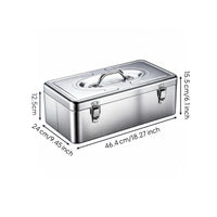 Stainless Steel Toolbox Brushed Silver Hard-Shell Toolbox Latch Closures